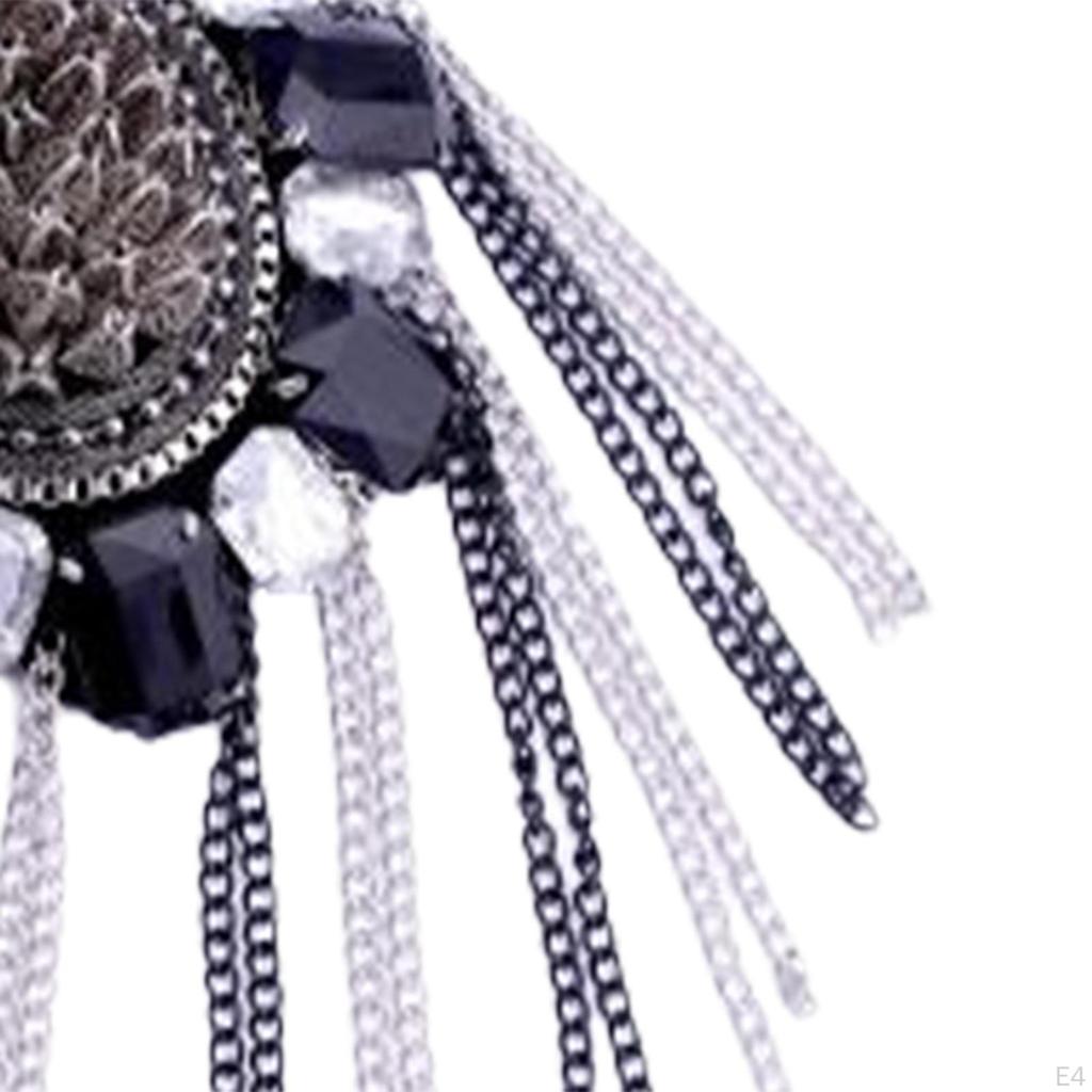 Tassel Link Chain Epaulet Decorative Uniform Decor Stylish Rivet for Party