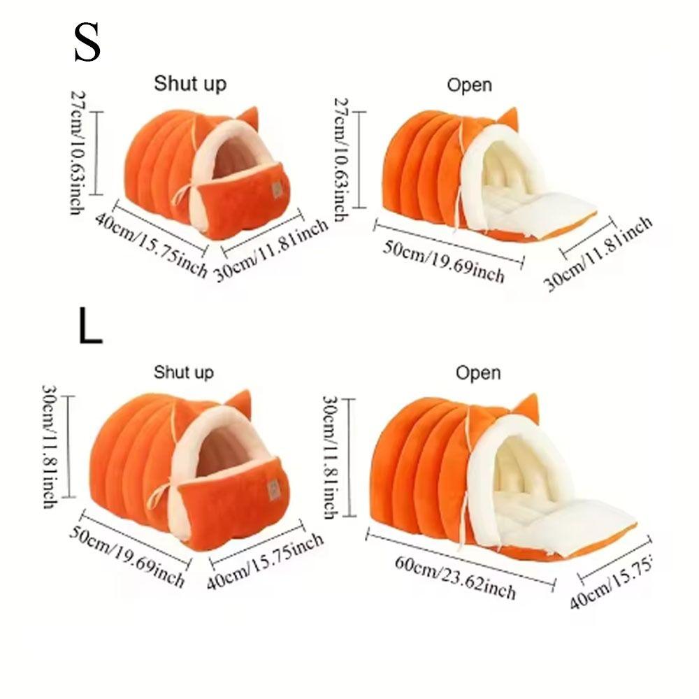 Soft Semi Enclosed Cat Bed with Cat Ears Removable Pet Sleeping Bed Washable Warm Windproof Cat Nest Cat Dog