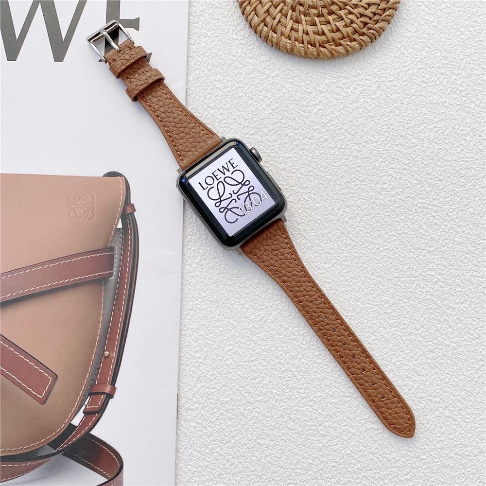 

Ремешок для часов из воловьей кожи с текстурой личи T для Apple Watch Series Ultra/8/7/6/SE/5/4/3/2/1 для Iwatch, тонкий браслет 49 мм