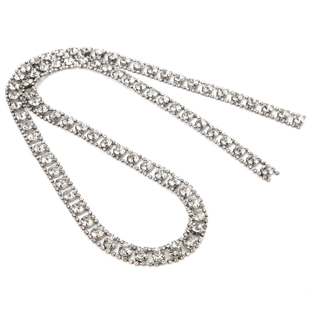 Rhinestone Close Chain Shiny Firm Claw Drill Chain for Crafts Sewing DIY Jewelry Wedding DecorationGun Gray