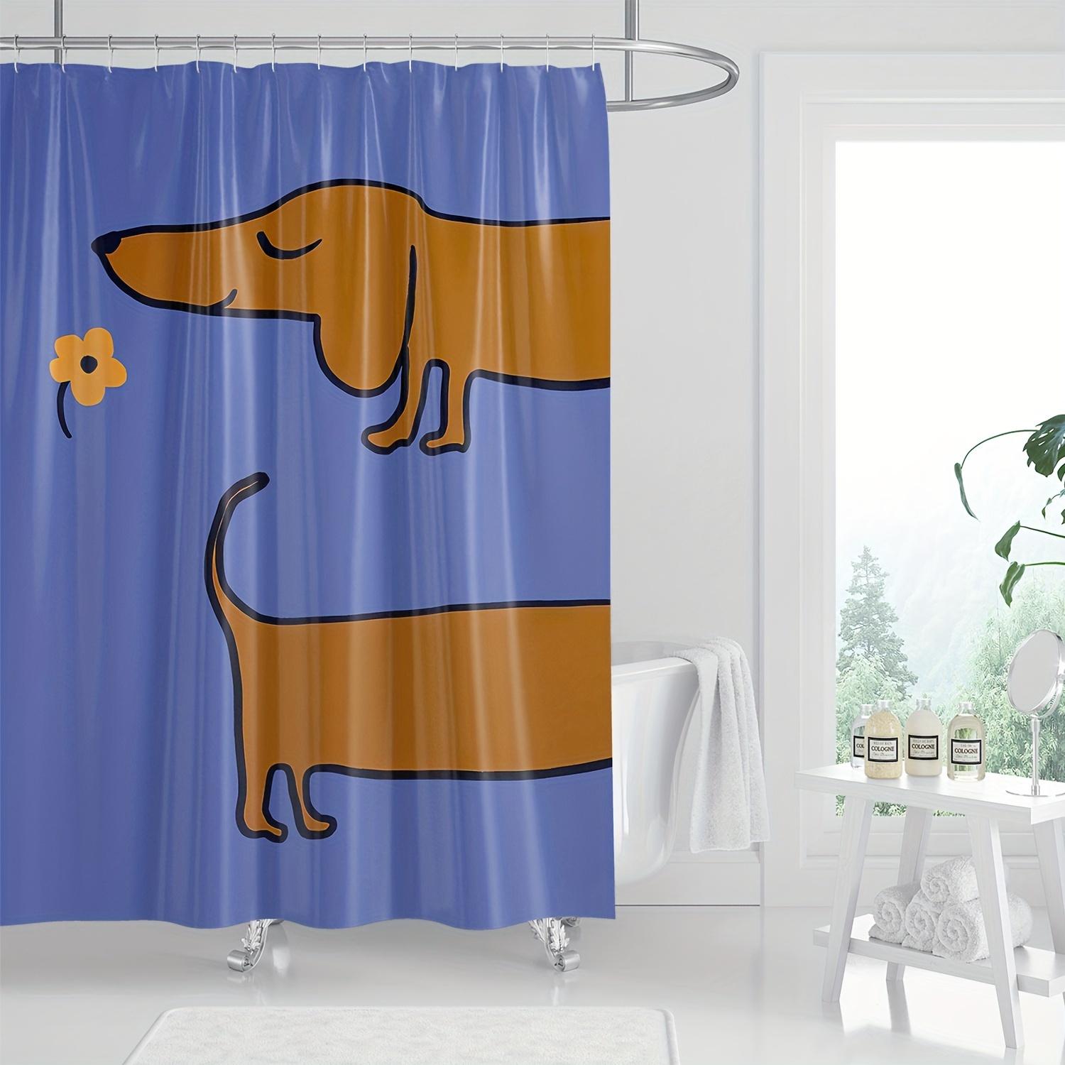

1Pc Modern Nordic Cartoon Dachshund Shower Curtain, Digital Print, Polyester, Machine Washable, With Hooks, For Bathroom Decor W60H190(CM)-1 Pcs