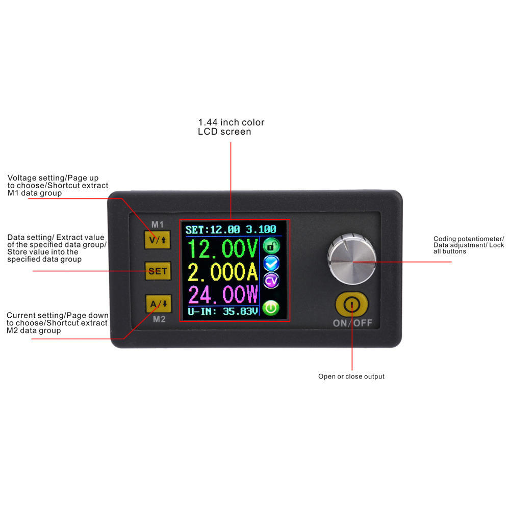 Digitales, programmierbares LCD-Stromversorgungsmodul mit konstanter Spannung, DC 0–50,00 V/0–5,000 A
