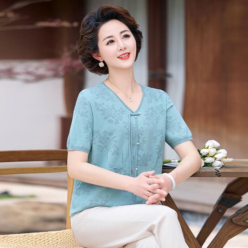 

Women s New Chinese Style Floral Knit T-Shirt XL