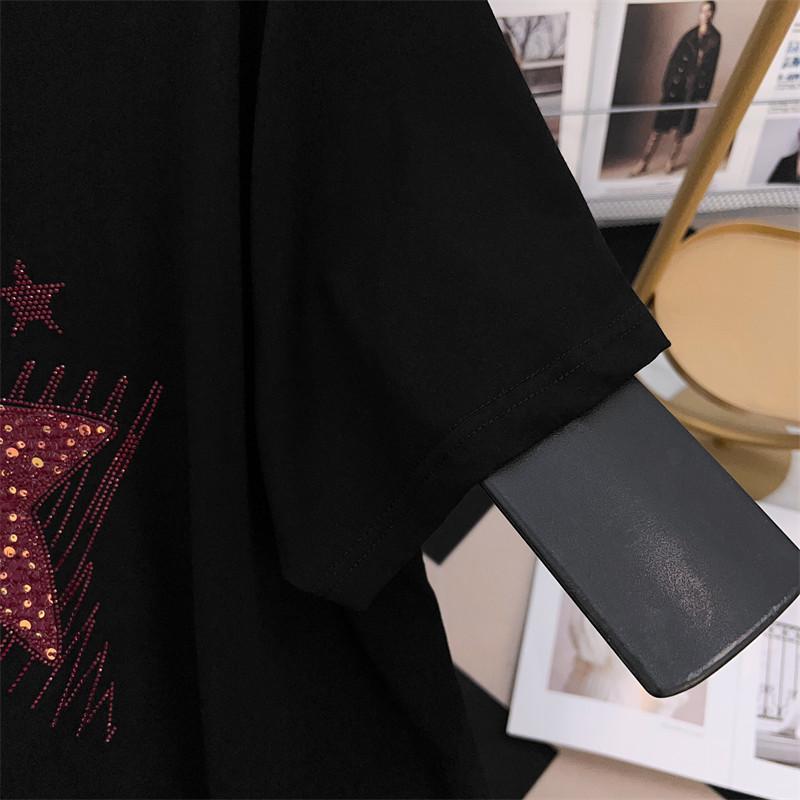 Women's Plus Size Slimming Loose Short-Sleeve Mid-Length T-Shirt (Round Neck)