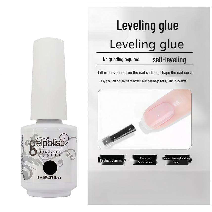 Nail Art Gel Set: Removable Base, Strengthening Gel, Matte Top Coat, No-Wipe Adhesive Gel Polish