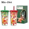 701-800ml Christmas Cups with Lids and StrawsChristmas Coloring ChangingCups Christma Reusable Cups for Water Iced Coffee Or Tea