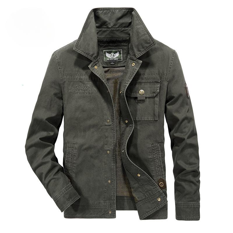 

Новая мужская повседневная куртка из стираного хлопка однотонного цвета для весны и осени, куртка для мужчин среднего возраста 4XL
