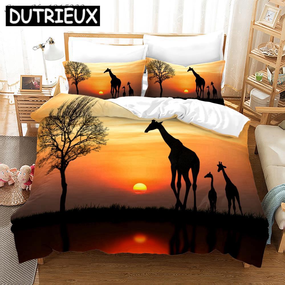 David'S Zestaw pościeli z nadrukiem 3D Jeleń Żyrafa Poszewki na kołdrę Poszewki na poduszki Kołdra Zestaw pościeli Pościel Pościel 02