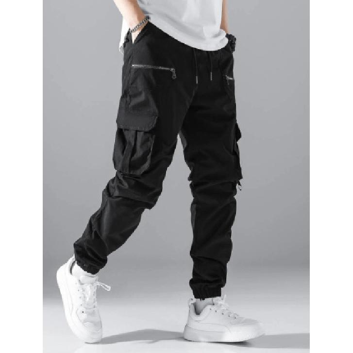 2026 New Men s Fashion Trendy Work Pants Outdoor Trousers Casual Jogger Pants S чёрный