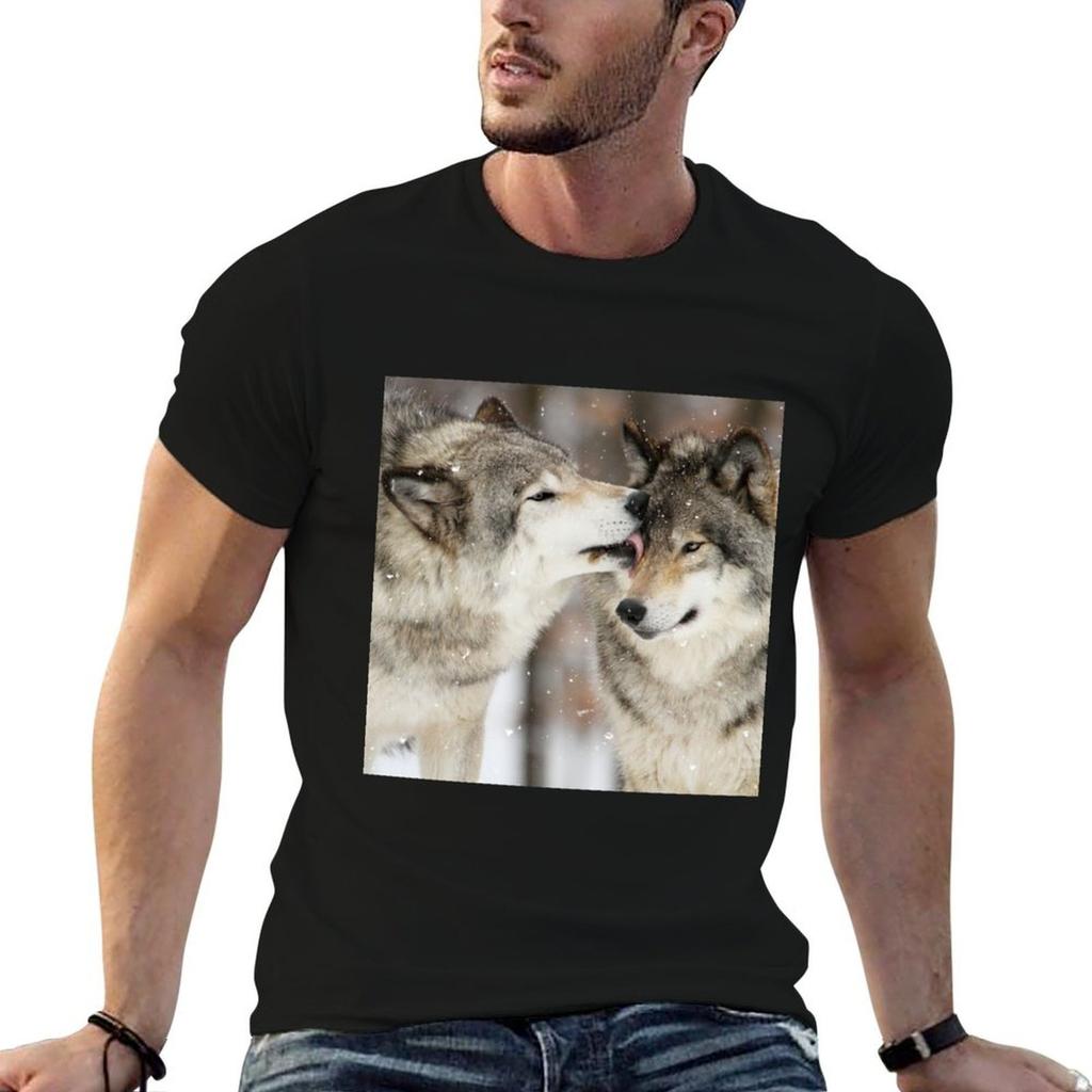 Wolf Kisses Tshirt Soft Casual Short Sleeve Cotton Tee