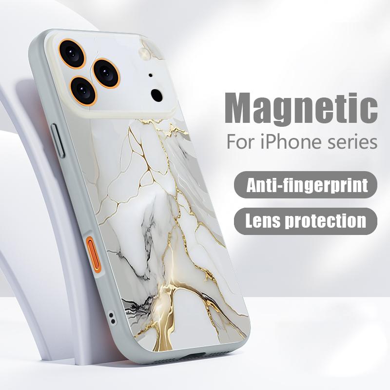 Sandstone Marble Pattern Case For iPhone 17 Pro Max Funda iPhone 16 15 14 13 Pro Max Magnetic For Magsafe Hybrid Slim Matte Cover