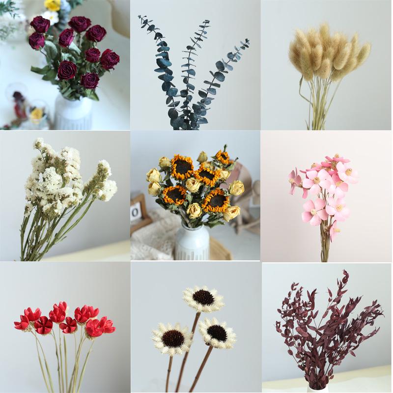 Yunnan Dried & Immortal Flowers Bouquet: Baby's Breath, Roses, Forget-Me-Nots for Home & Homestay Decor