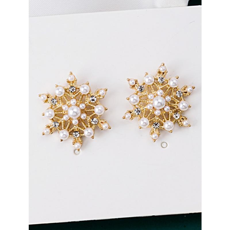 Dream Flash Diamond Snowflake Pearl Stud Earrings Women, Elegant and Charming Earrings, New Trendy Earrings