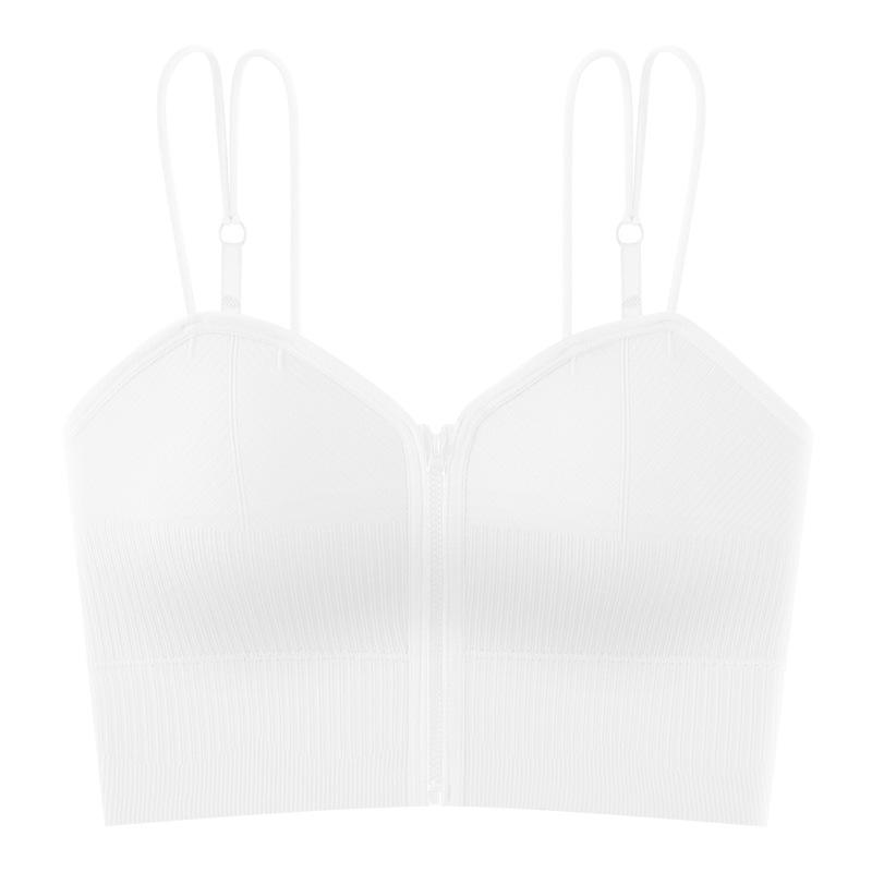 Trendy Zipper Back Tank Top with Chest Pads - Women's Bandeau Bra