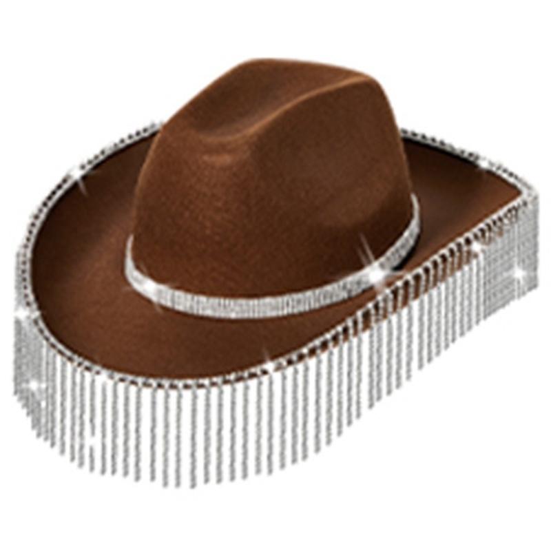 Stylish Cowgirl Hat Wide Brim Cowboy Hat with Square Neck Scarf & Glasses for Bachelorette Parties and Costume Event