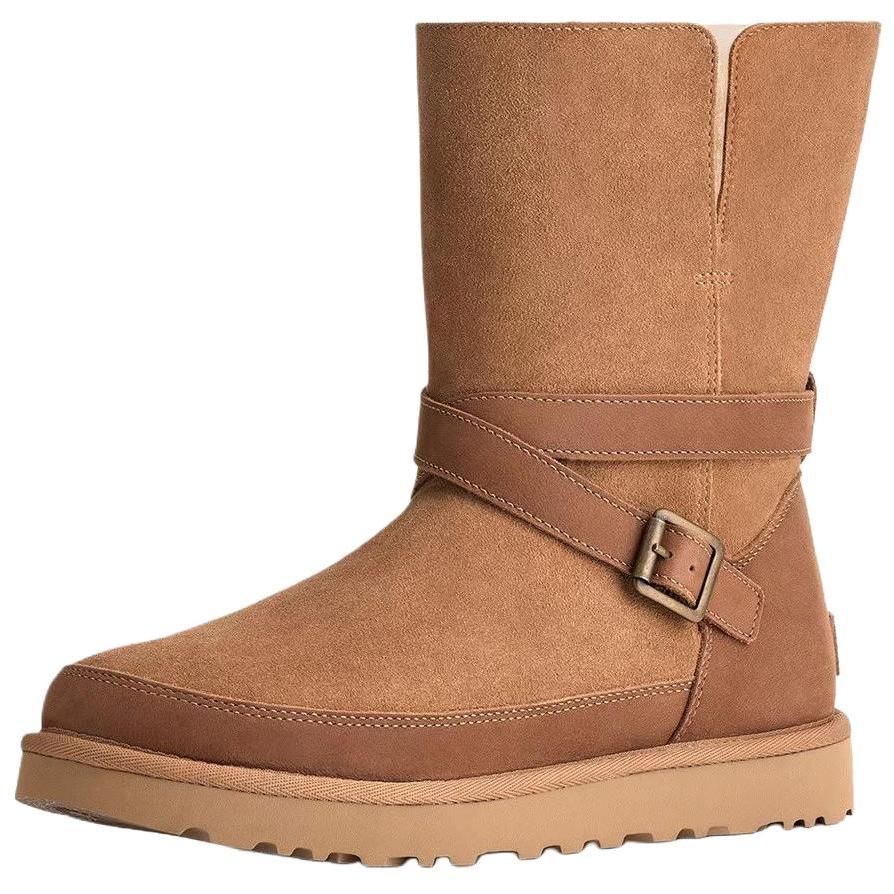 UGG Classic Novelty Коровья спилковая кожа Теплые Универсальные Ретро Снежные ботинки Женские ботинки Коричневый 1174513-CHE