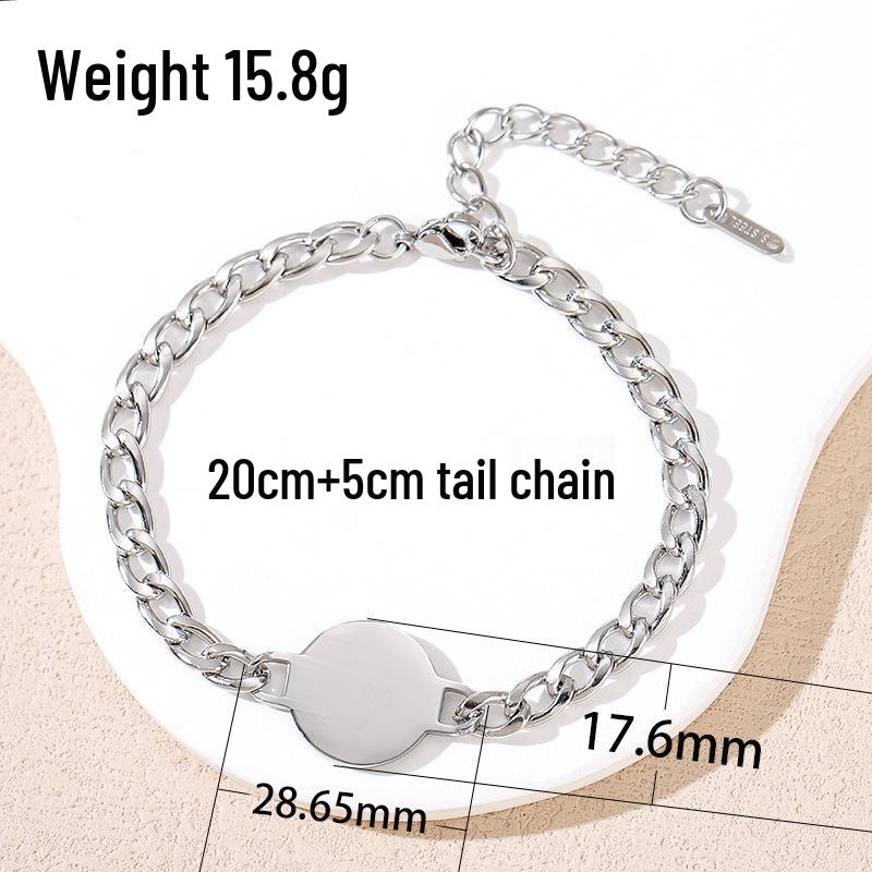 European & American Laser Engraved Stainless Steel Cuban Link Bracelet
