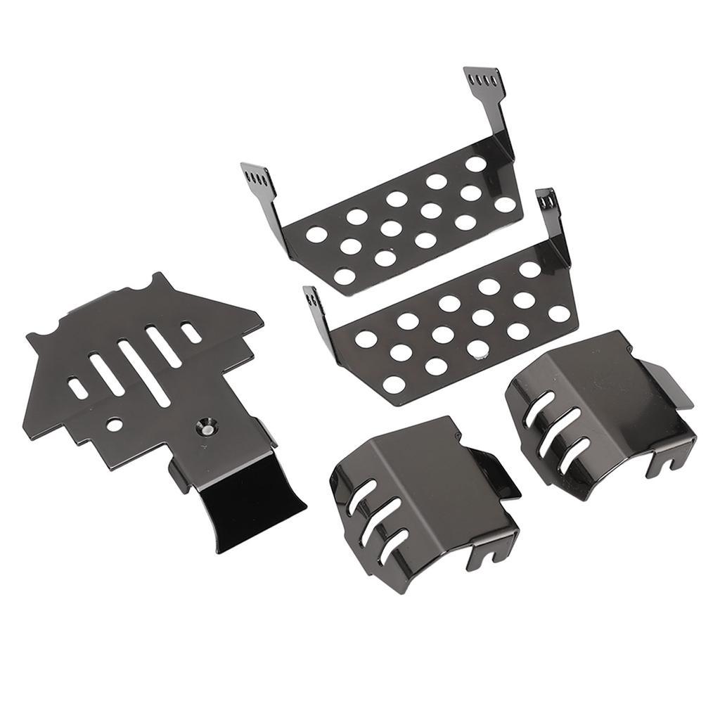 RC Chassis Armors Set Stainless Steel Chassis Protection Skid Plate for Traxxas Black