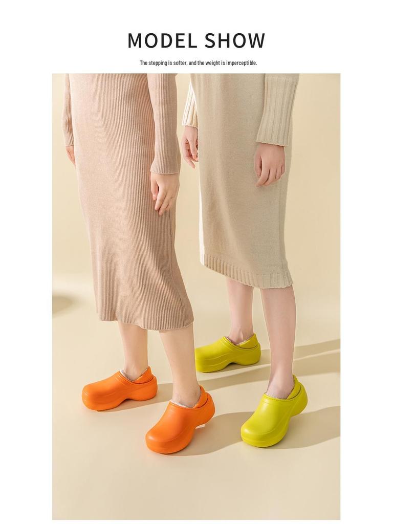 Damen Herbst/Winter Plüsch Rutschfeste Indoor-Hausschuhe mit Fersenkappe - Warm, Wasserdicht, Baumwollsohle für Zuhause & nach der Geburt.