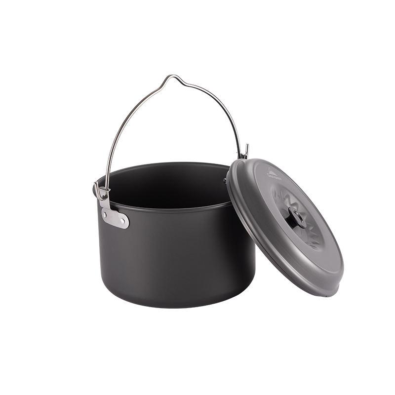 Aluminum Alloy Cooking Pot Camp Cooking Utensil and Pot Kit Durable Camping Kitchen Pot Cookware Sets for Outdoor чёрный