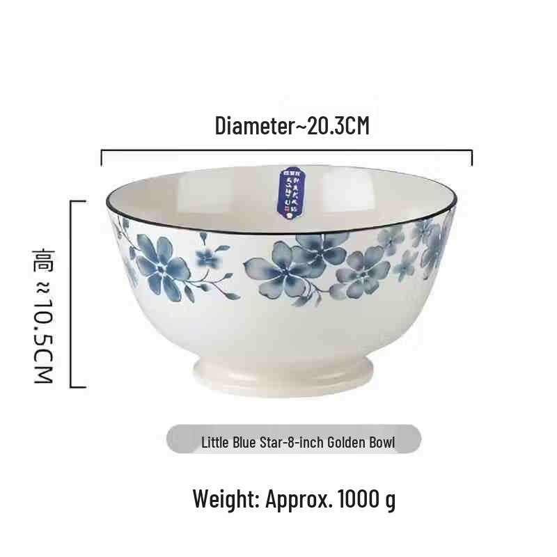 Abay Little Blue Star 8-Inch Golden Ceramic Bowls