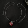 Love Rose Necklace Gothic Dark Wrapped Flower Heart Shaped Female Clavicle Chain Valentine's Day Jewelry