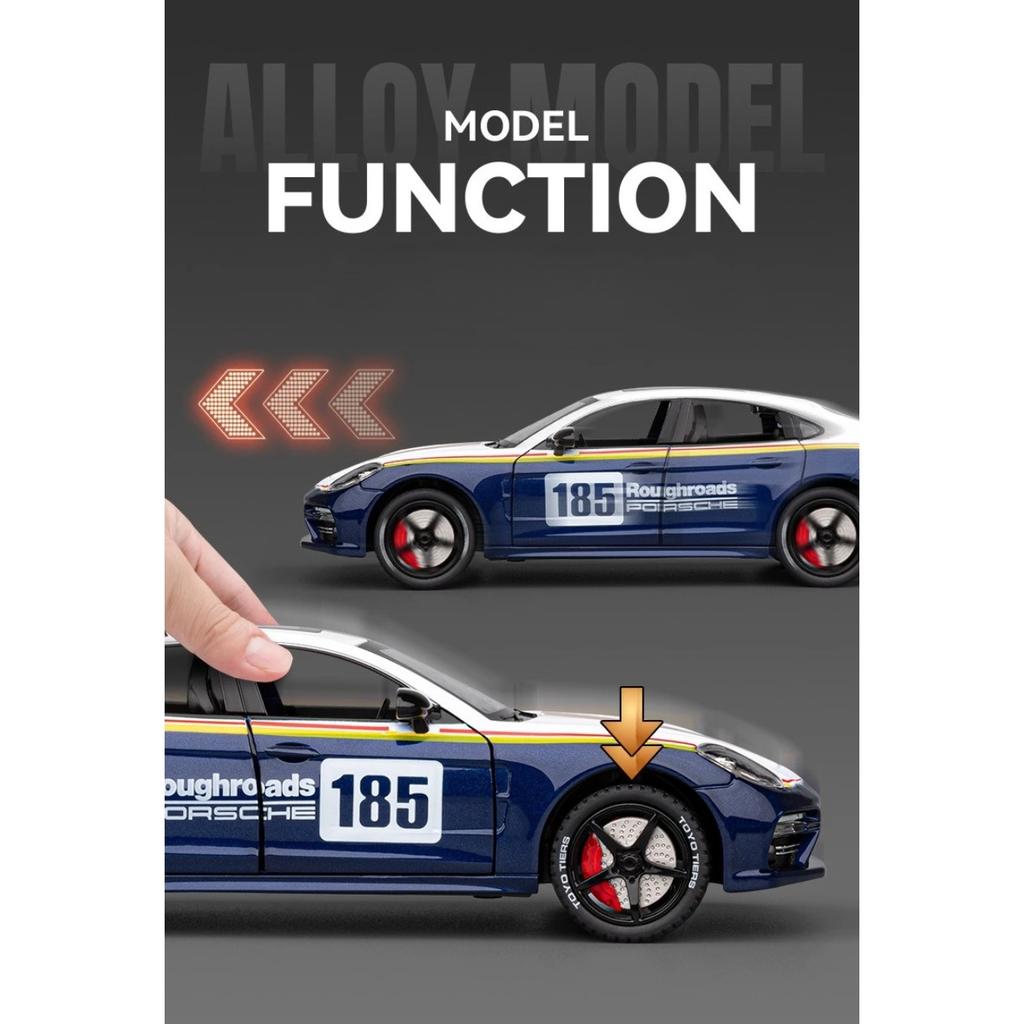 Spray 1/24 Porsche Panamera Supercar Model with Sound Light Collection Miniature Voiture Diecast Toy Vehicle Children Boy Gift Hobby