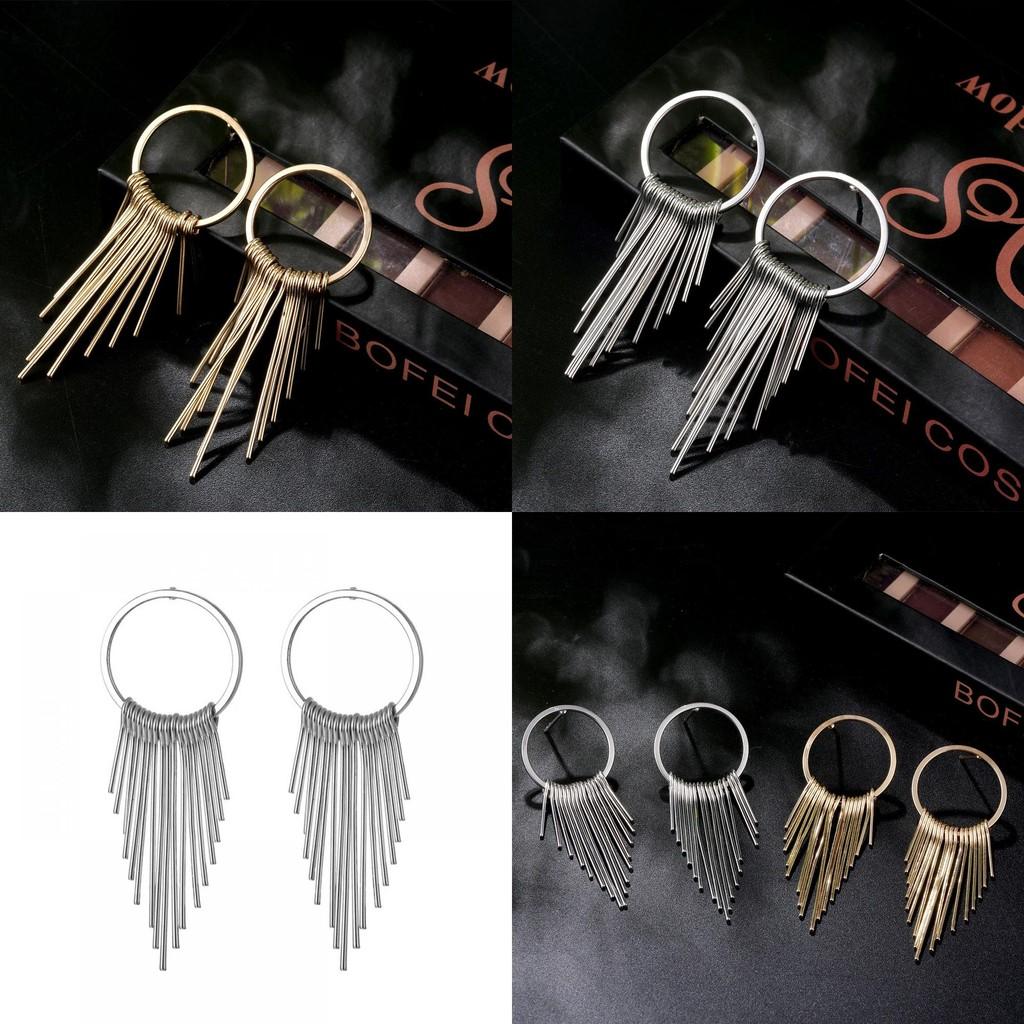 Fashion Creative Alloy Tassel Earrings For Women Geometric Shape Jewelry