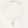 Color Zircon Cross Necklace Women'S High Sense Personality Versatile Inlaid Pendant Collarbone Chain