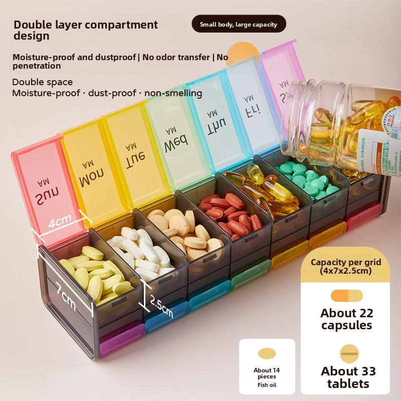 Extra Large Weekly Pill Organizer 2 Times a Day Am Pm 7 Day Oversized Daily Pill Case Cute Vitamin Organizer Portable Container