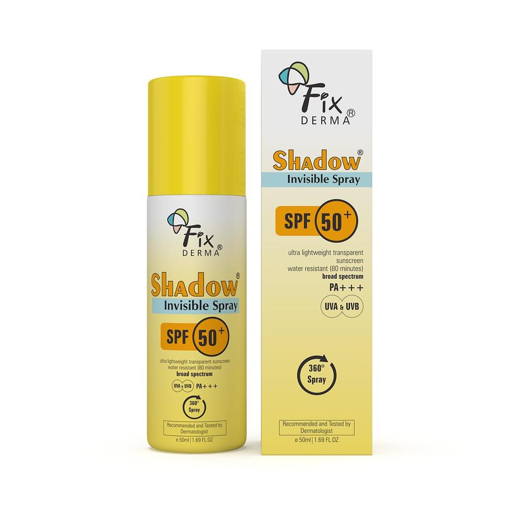 Fixderma Shadow SPF 50+ PA+++ Invisible Spray | Ultra Lightweight Transparent Sunscreen | Water Resistant Broad Spectrum UVA&UVB Sunscreen Water Re