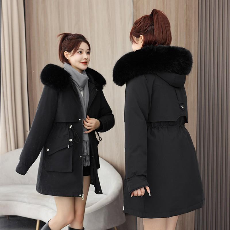 Womens Mid-Length Winter Parka Removable Liner Thick Warm Slim Fit Coat