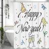 Happy New Year Shower Curtain, Bathroom Decorative Shower Curtain, Waterproof Shower Curtain with Hooks