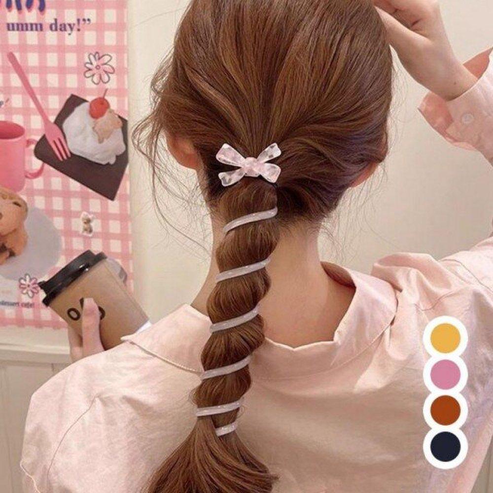 Mno Ribbon Hairpin Hair Braid Ponytail Telephone Cord Hair Tie Hair Tie Spring Knotless Elastic