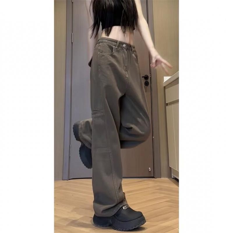 

2024 Men’s Brown Retro Logger Jeans - Straight Leg High Street Casual Pants L