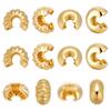 160Pcs 2 Styles Brass Crimp Bead Covers, Long-Lasting Plated, Real 18K Gold Plated, 3.5~4x2~2.5mm, Hole: 1.2~1.5mm, 80pcs/style