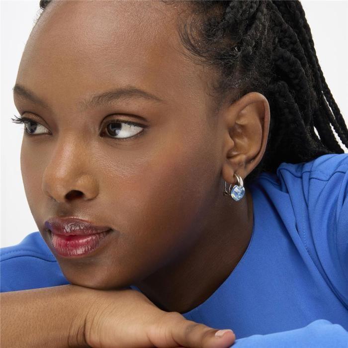 Luxenter Boucles d'oreilles en argent 925 et zircon aigue-marine finition en rhodié - Laram