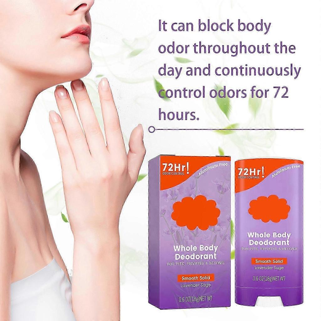 Whole Body Deodorant, Smooth Solid Stick, Invisible Cream Tube and Solid Stick, 72 Hour Odor Control 18g