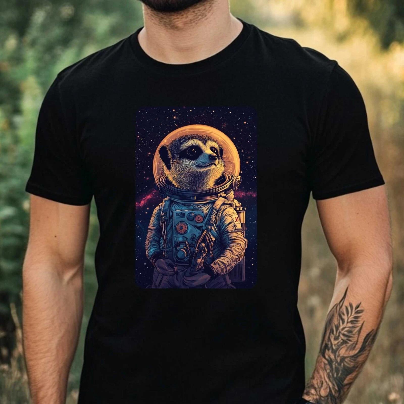 T-Shirt Herren Erdmännchen als Astronaut Motiv Baumwolle Größe XS bis 5XL L