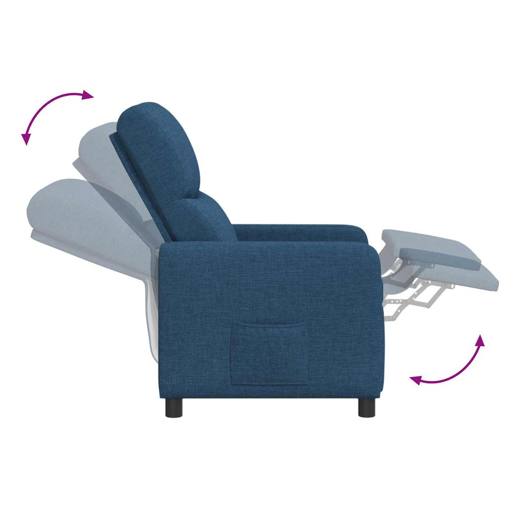 Massage Recliner Chair Blue Polyester