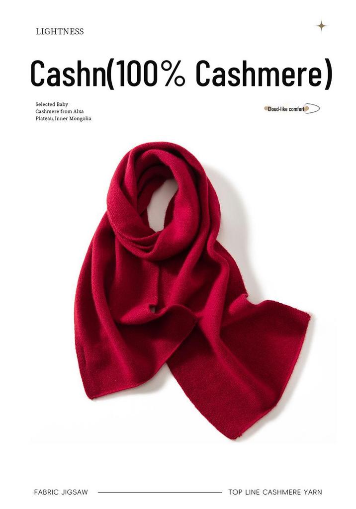 Women's 100% Pure Cashmere Scarf - Versatile, Warm, Solid Color for Autumn and Winter