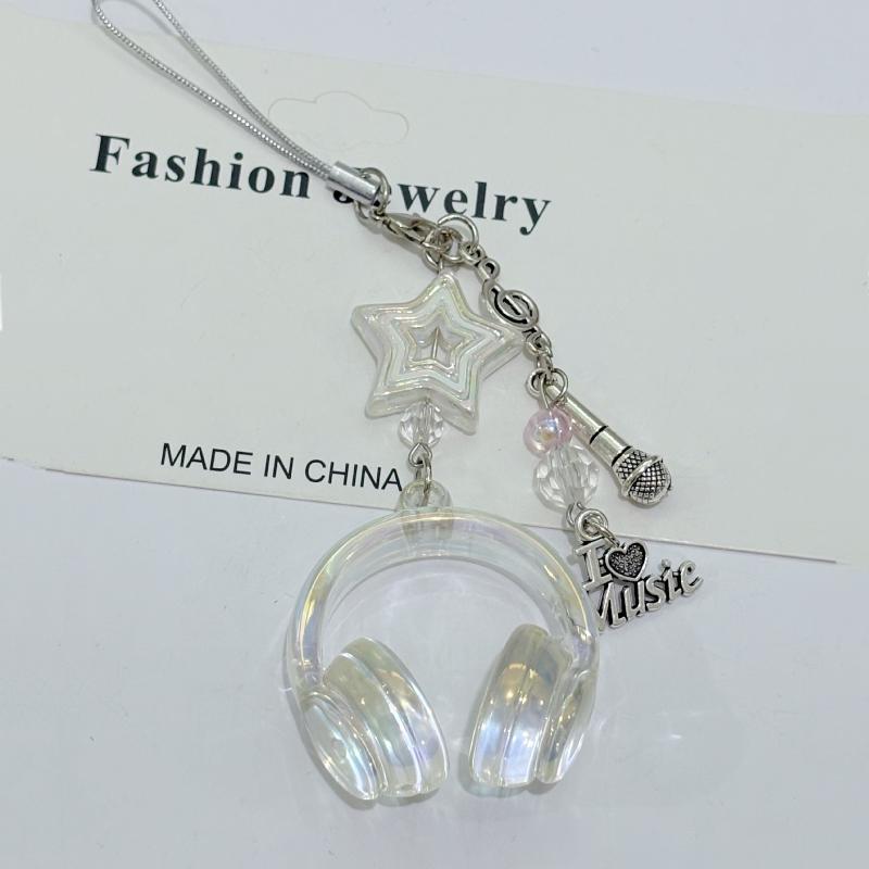 

1 Piece Mini Headset Pendant Y2K Cool Music Festival Earphone Keychain Note Star Mobile Phone Chain Jewelry Accessories