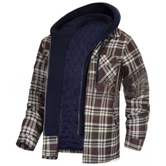 Winter Checkered Hooded Jacket Men Loose Thickened Cotton Windproof Jacket Warm Comfort Outdoor Multiple Colors Casual Clothes