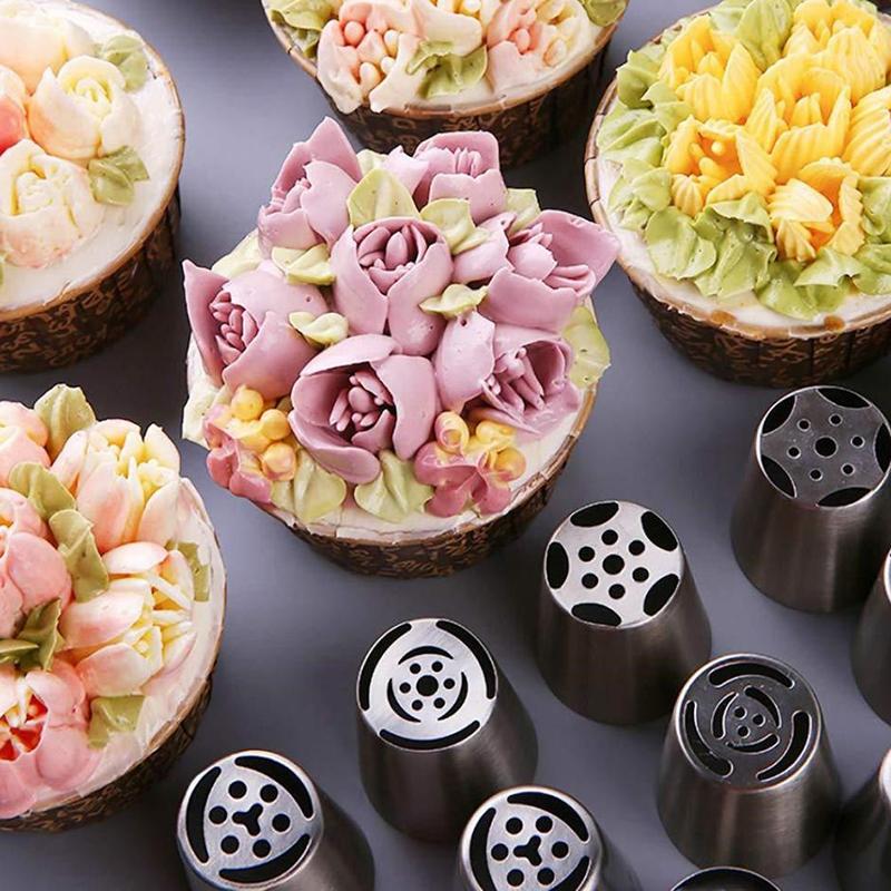 Gebäckdüsen Zuckerguss Spritzdüsen Cremespritztüllen Fondant Sugarcraft Dekorspitzen Set Kuchen Cupcake Dekorier-Gadget