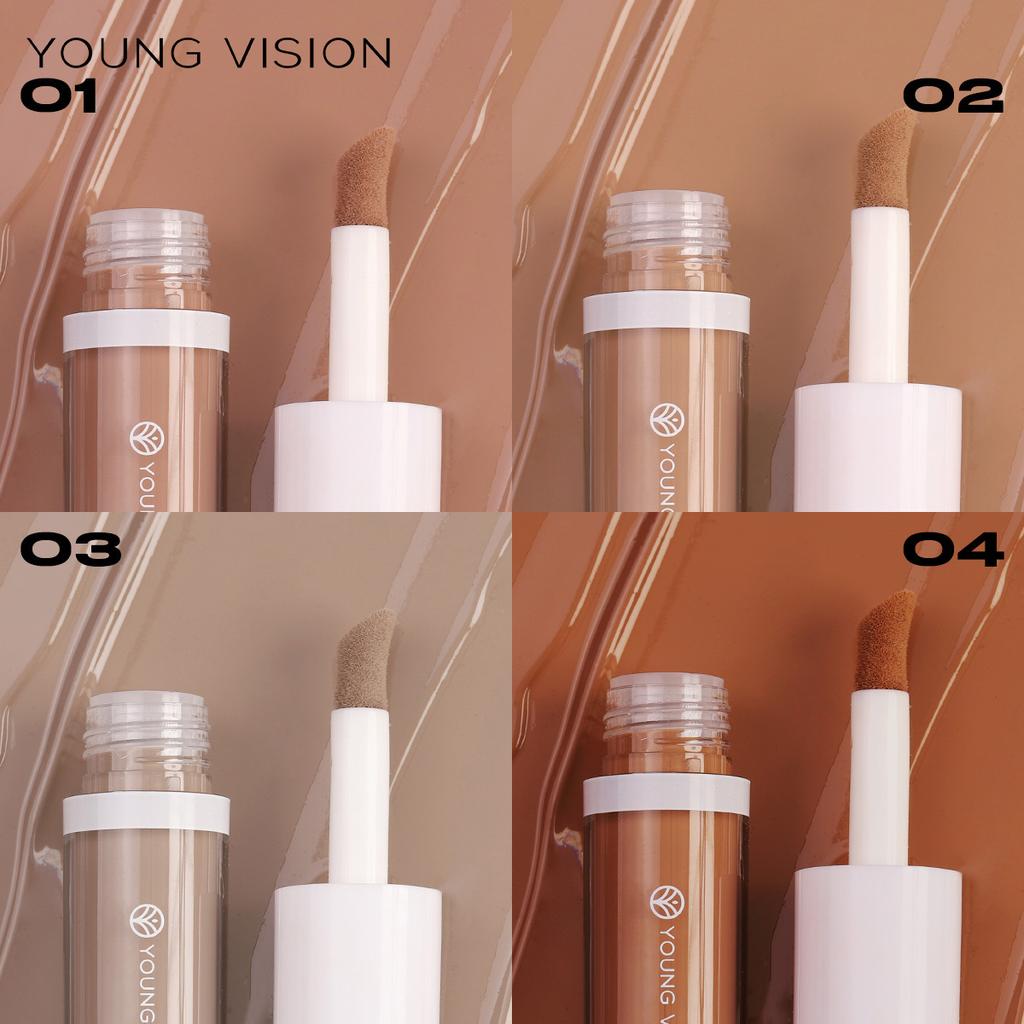 YOUNG VISION 4-Color Liquid Contour & Bronzer Kit with Multi-Functional Horseshoe-Shaped Brush Head - Highly Pigmented, Buildable, Long-Lasting,