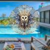 1pc Hanging Wind Chime, White Face Grass Owl Pattern Metal Mandala Wind Spinner, No Battery Needed, Decorative Outdoor Garden Ornament, Ideal Gift
