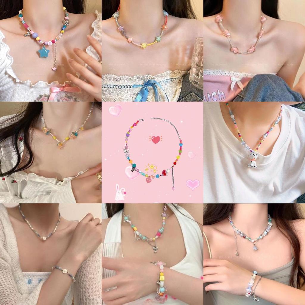 Dopamine Summer Beaded Necklace: Sweet, Unique Design for Women’s Cool Clavicle Style