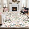 Floral Plaid Print Living Room Carpet Large Area Machine Washable Rugs Non Slip Backing Sofa Coffee Table Floor Mat Bedroom Rug