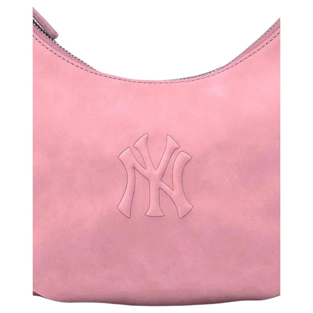 MLB New York Yankees Zipper Closure Half Moon Bag Women Shoulder Bag Pink 3ABQSD16N-50PKS