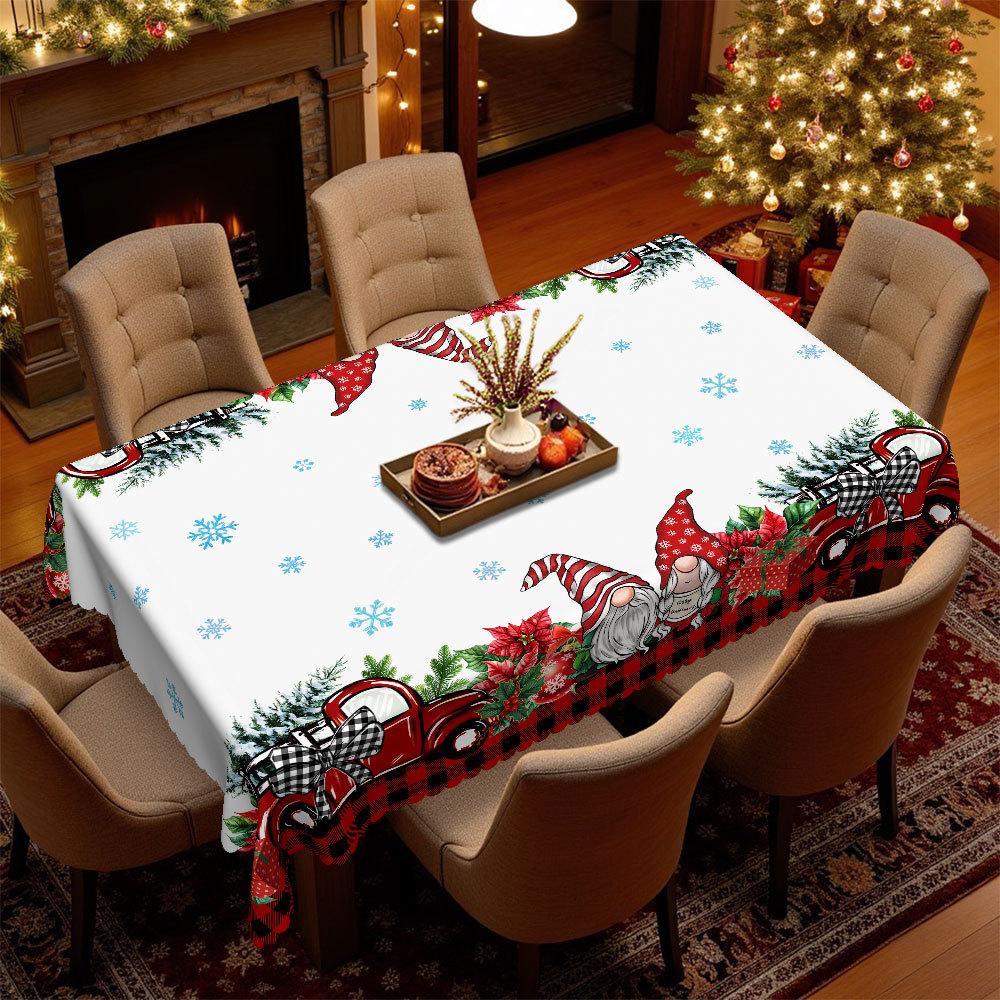 Christmas Tablecloth, European Red Grid Dining Table Cloth, Polyester Cartoon Coffee Table Tablecloth, Large Quantity Discount